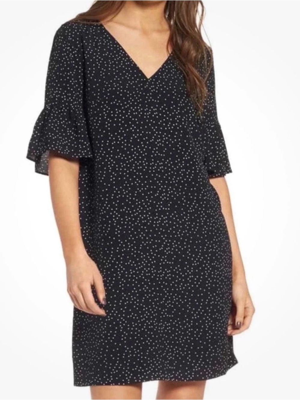 MADEWELL V-Neck Flutter-Sleeve Polka Dot Dress (Fits Size 14)